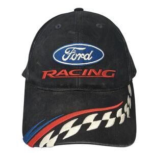 Ford Racing Nascar Strapback Baseball Cap Black One Size Adjustable H3 Sportgear
